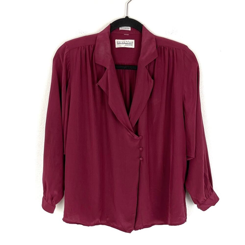 Nordstrom Point of View Womens Blouse 100% Silk Vintage 80s 90s